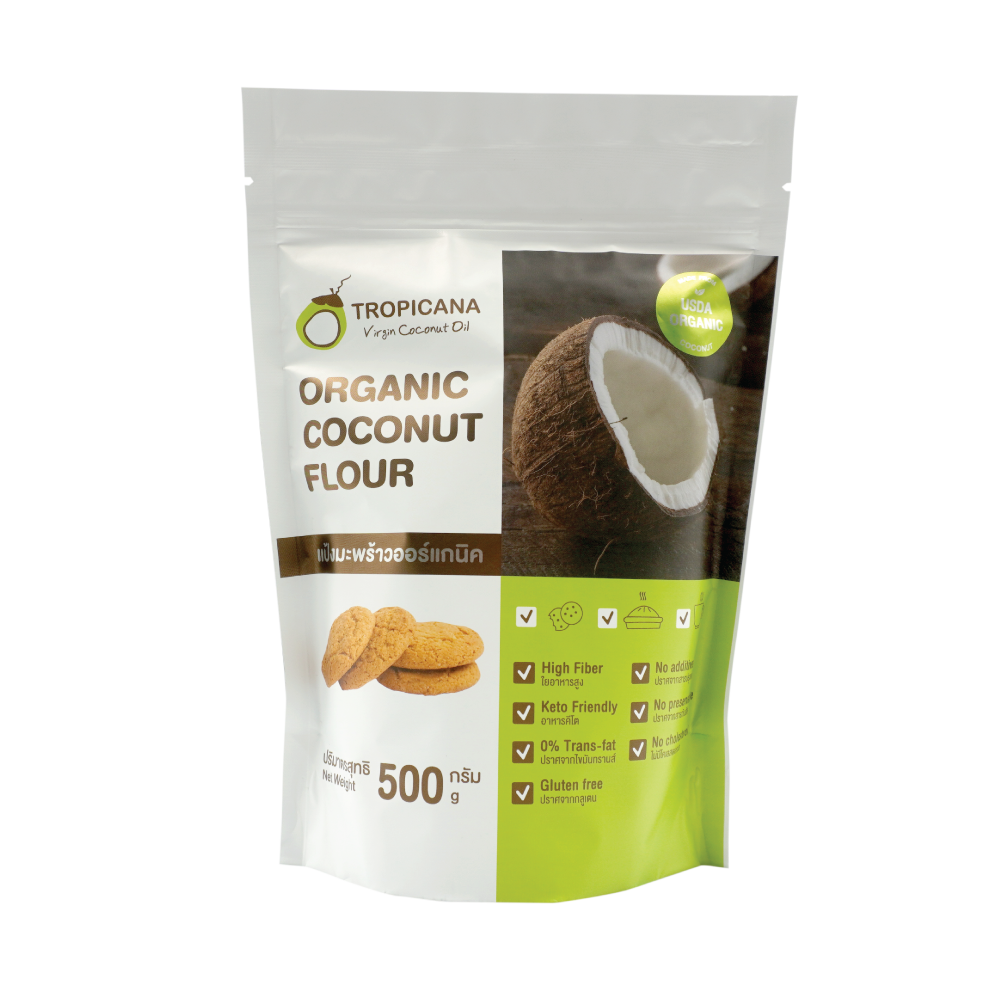 Tropicana Organic Coconut Flour 500 g., Органическая кокосовая мука 50 –  K&P Tropical Cosmetics