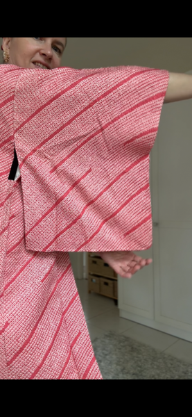 Silk Vintage Hahori Винтажное хаори в технике шибори из шелка в розовом цвете