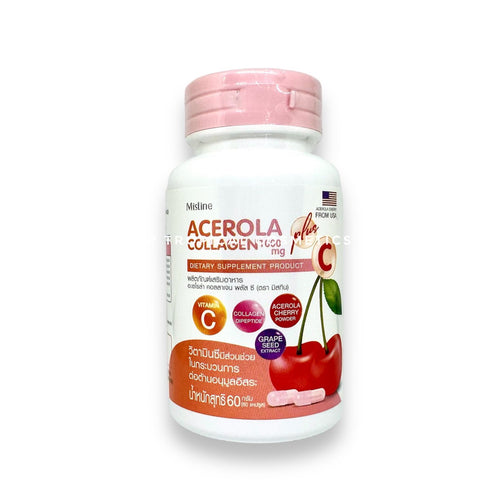 Mistine Acerola Plus Collagen 1000 mg. Dietary Supplement Product 60 caps., Пищевая добавка с вишней ацеролой и коллагеном 1000 мг. 60 капс.