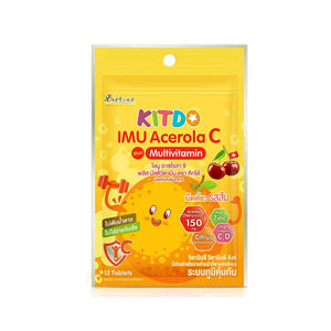 Bshine Kitdo Brand Pro IMU Acerola C Plus Multivitamin (Dietary Supplement Product) 12 Tablets Жевательные таблетки с витамином С из вишни ацеролы и мультивитаминами со вкусом апельсина 12 табл.