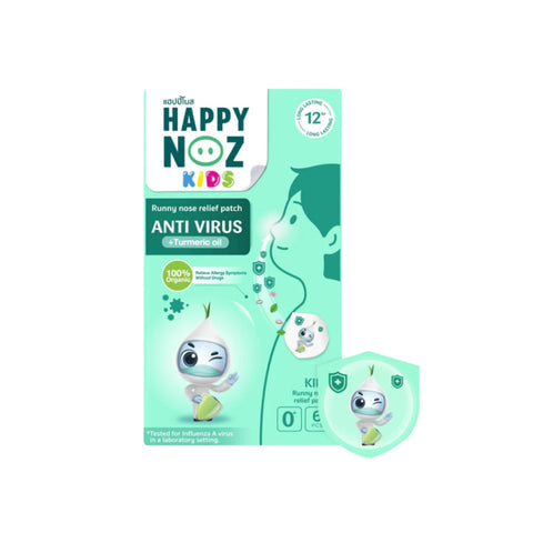 Happy Noz Kids Organic Onion Sticker Green Formula (Plus Turmeric Oil) 6 pcs., Пластыри с луковым маслом и маслом куркумы для детей от заложенности носа 6 шт.