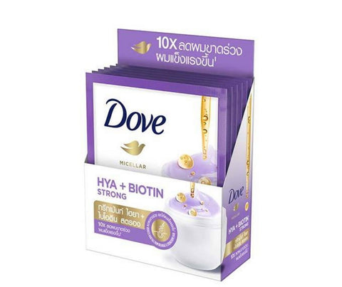 Dove Hya + Biotin Strong Serum Treatment Mask 12 ml.* 6 pcs., Увлажняющая маска для волос с гиалуроновой кислотой и биотином 12 мл.*6 шт.
