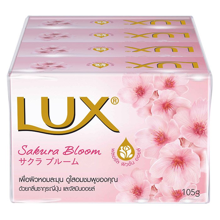 LUX Dewy Sakura Bar Soap 105 g.* 4 pcs., Мыло для тела с ароматом сакуры 105 гр.*4 шт.