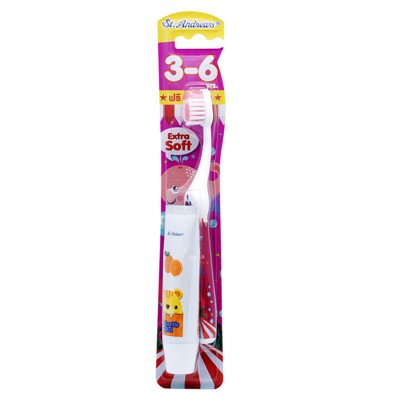 St.Andrews Cartoon Toothbrush and Toothpaste For Kids 3-6 Years Набор для ухода за полость рта: зубная паста + зубная щетка для детей 3-6 лет