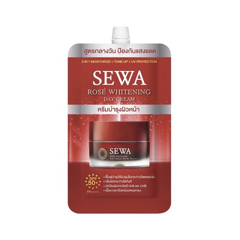 SEWA Rose Whitening Day Cream SPF50+ PA++++ 8 ml., Увлажняющий дневной крем для лица с экстрактом розы 8 мл.