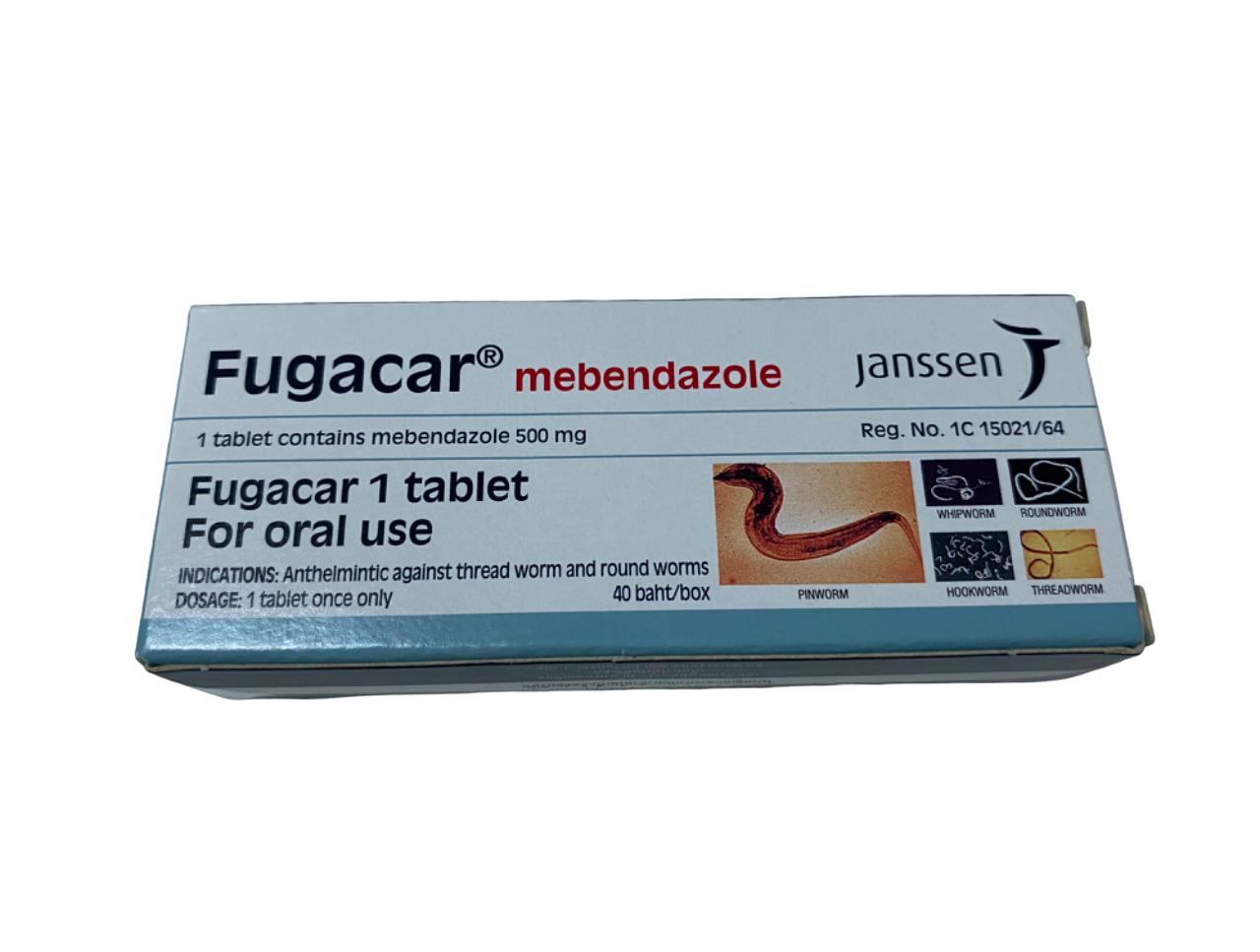 Jessen Fugacar Mebendazole 500 mg. 1 tabl., Противогельминтное средство "Fugacar" с мебендазолом 500 мг. 1 табл.