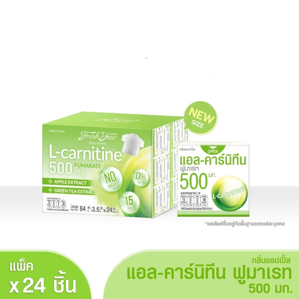 Fresh Doze Press&Shake L-Carnitine Fumarate 500 mg. Apple Flavor 3,5 g.*24 pcs., Напиток с L-карнитином и яблочным вкусом 3,5 гр.*24 шт.