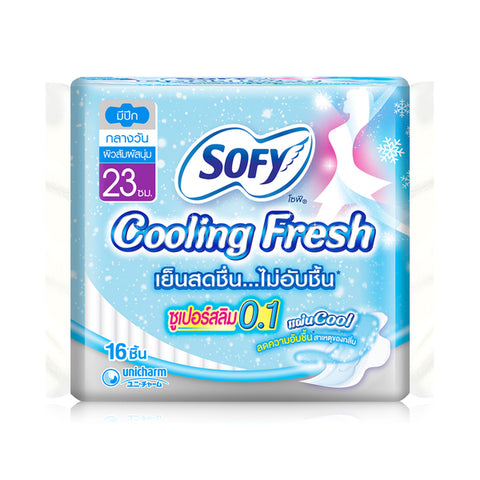 Sofy Cooling Fresh Super Slim for Everyday Wing 23 cm. 16 pcs., Охлаждающие ежедневные гигиенические прокладки. Упаковка 16 шт.