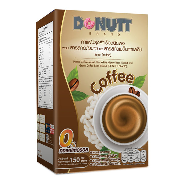 Donutt Instant Coffee Mixed Plus White Kidney Bean 10 Sachet*15 g., Напиток с кофе и белой фасолью для похудения 10 саше по 15 гр.