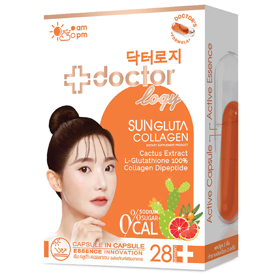 Doctorlogy Sun Gluta Collagen Capsules 28 caps., Двойные капсулы с L-глутатионом и коллагеном 28 капсул