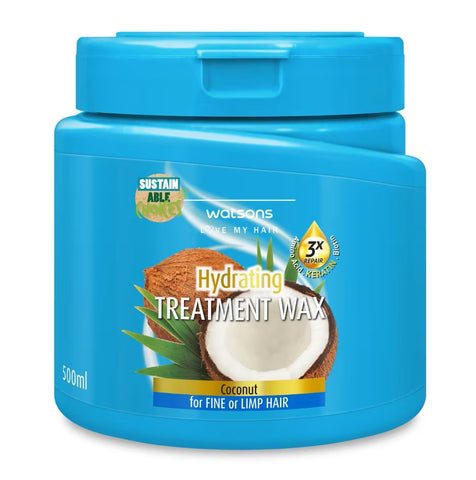 Watsons Hydrating Treatment Wax Coconut for Fine or Limp Hair 500 ml., Кокосовая маска для тонких и слабых волос 500 мл.