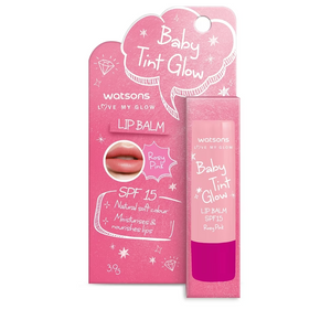 Watsons Baby Tint Glow Lip Balm Rosy Pink SPF15 3,9 g., Бальзам-тинт для губ "Розовая роза" SPF15 3,9 гр.