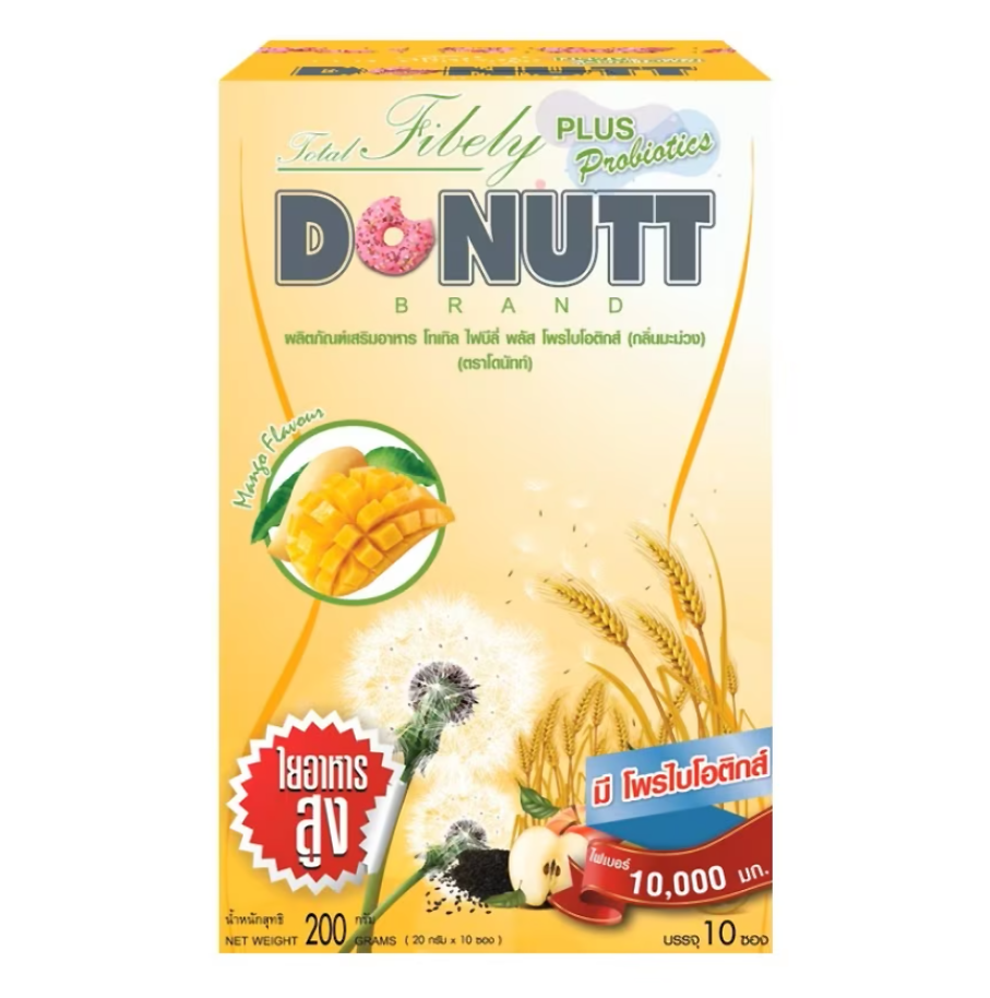 Donutt Total Fibely Plus Probiotics 200 g. (20 g.*10 pcs.), Пробиотики с высоким содержанием клетчатки 200 гр. (20 гр.*10 шт.)