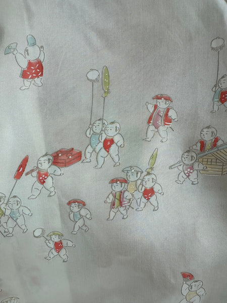 Silk Vintage Hahori Винтажное хаори из шелка в сливочном цвете с абстрактным рисунком