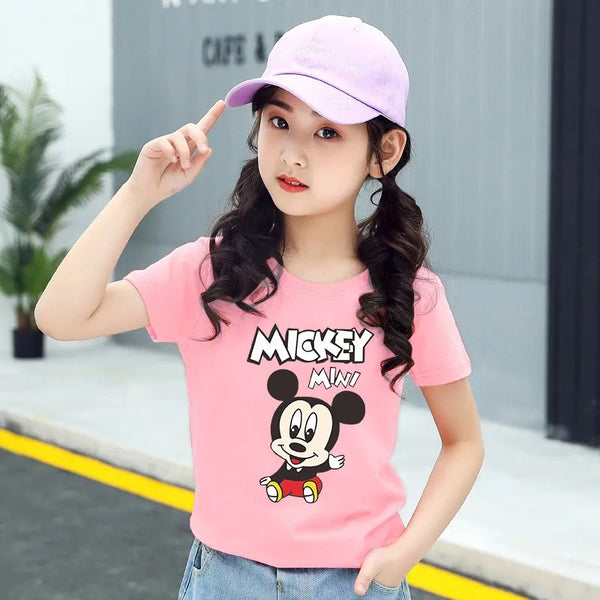 Fashion T-Shirt to Kids Pure Cotton Cartoon Anime Printed Mickey mini Детская футболка из чистого хлопка с мультяшным принтом "Маленький Микки Маус"