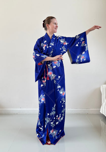 Silk Vintage Kimono (crepe de chine), Винтажное кимоно из шелка (крепдешин) "летняя ночь"