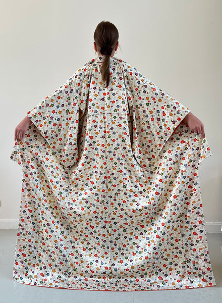 Silk Vintage Kimono (crepe de chine), Винтажное кимоно из шелка (крепдешин) "летние цветы"