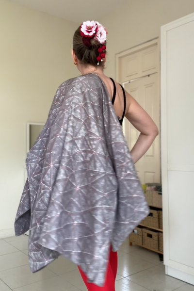 Silk Vintage Hahori Винтажное хаори из крепдышина в серо-лиловом цвете "созвездия"
