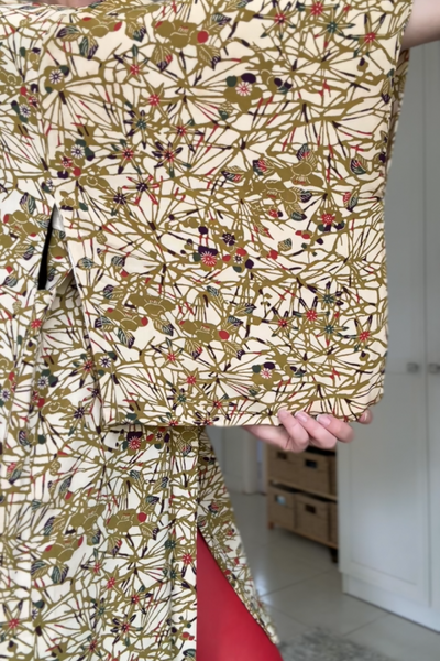 Silk Vintage Hahori Винтажное хаори из крепдышина в зеленом цвете с растительным орнаментом