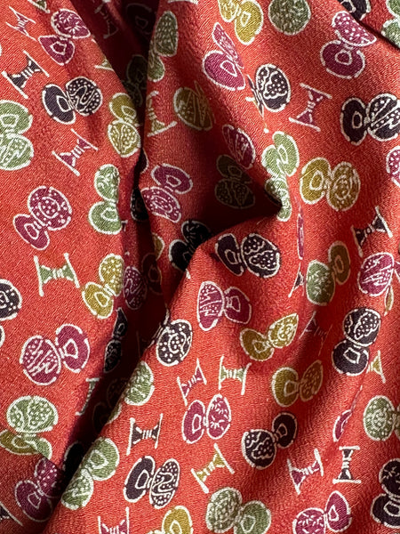 Silk Vintage Kimono Винтажное кимоно из хлопка в темно-оранжевом цвете с традиционным рисунком