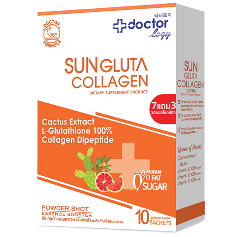 Doctorlogy Sun Gluta Collagen Extra Powder Shot (Lemon Flavor) 10 Sachets Пищевая добавка "L-глутатион и коллаген" со вкусом лимона 10 саше