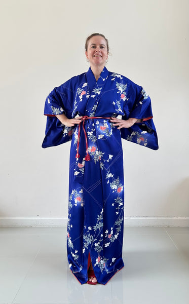 Silk Vintage Kimono (crepe de chine), Винтажное кимоно из шелка (крепдешин) "летняя ночь"