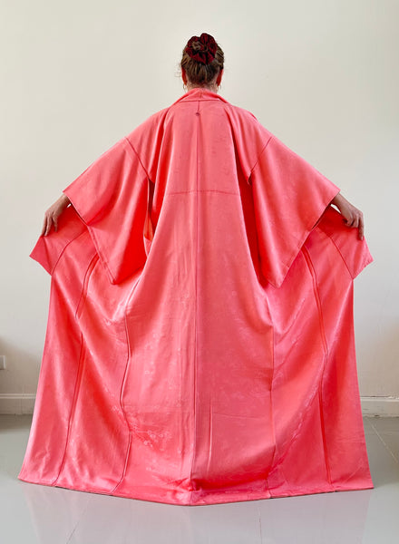 Silk Vintage Kimono (crepe de chine), Винтажное кимоно из шелка (крепдешин) в розовом цвете