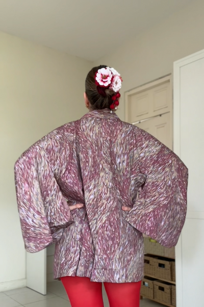 Silk Vintage Hahori Винтажное хаори из тонкого шелка лилового цвета "северное сияние"