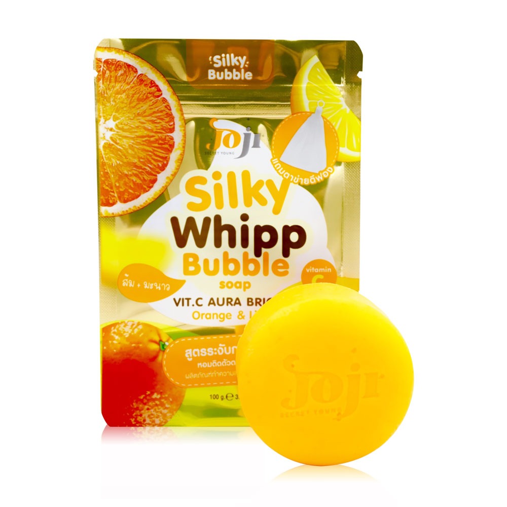 PRECIOUS SKIN Joji Secret Young Silky Whipp Bubble Soap Bright VitC Aura Bright (Orange & Lime) 100 g., Нежное мыло с витамином С и дезодорирующим эффектом 100 гр.