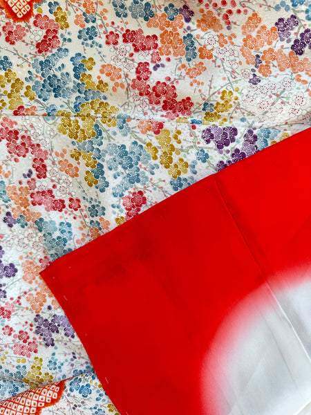 Silk Vintage Kimono (crepe de chine), Винтажное кимоно из шелка (крепдешин) "весенние облака"