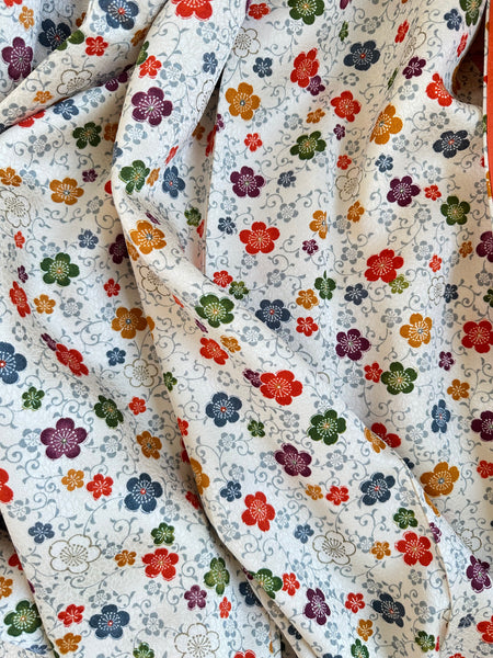 Silk Vintage Kimono (crepe de chine), Винтажное кимоно из шелка (крепдешин) "летние цветы"