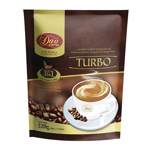 DAO COFFEE Pre-mixed Instant Coffee 3in1 Turbo 20 g. x 16 Sachets Растворимый кофе Турбо 3 в 1 20 гр. х 16 пак.