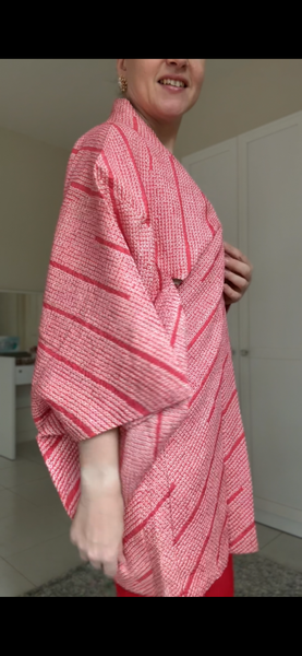 Silk Vintage Hahori Винтажное хаори в технике шибори из шелка в розовом цвете