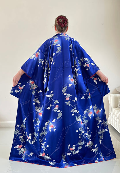 Silk Vintage Kimono (crepe de chine), Винтажное кимоно из шелка (крепдешин) "летняя ночь"