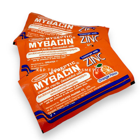 Greater Pharma Mybacin Lorenge witn Zinc Orange Set 10*10 pcs., Пастилки от боли в горле "Апельсин" Набор 10*10 шт.