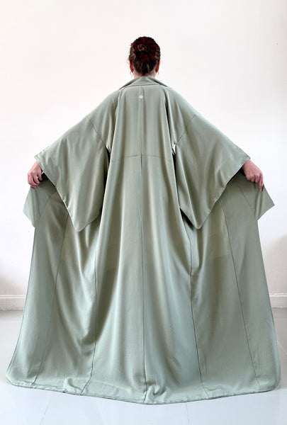 Silk Vintage Kimono (crepe de chine), Винтажное кимоно из шелка (крепдешин) в фисташковом цвете