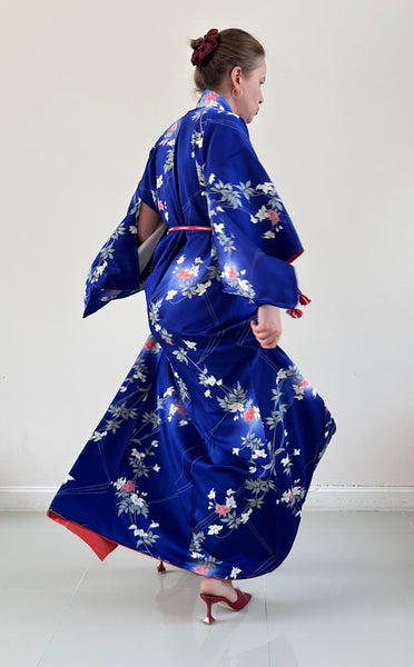 Silk Vintage Kimono (crepe de chine), Винтажное кимоно из шелка (крепдешин) "летняя ночь"