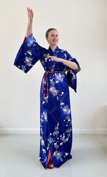 Silk Vintage Kimono (crepe de chine), Винтажное кимоно из шелка (крепдешин) "летняя ночь"