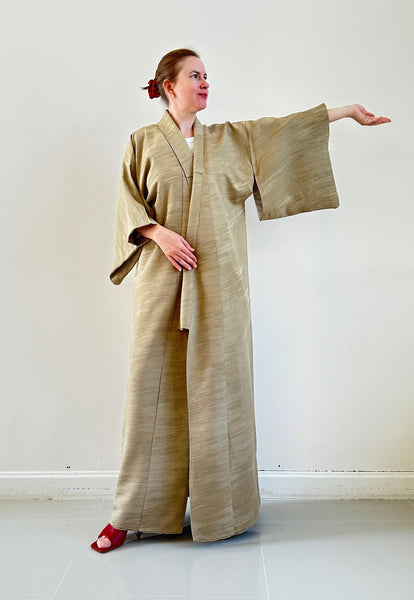 Silk Vintage Kimono Винтажное кимоно из шелка в цвете дикой горчицы