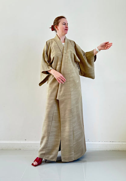 Silk Vintage Kimono Винтажное кимоно из шелка в цвете дикой горчицы