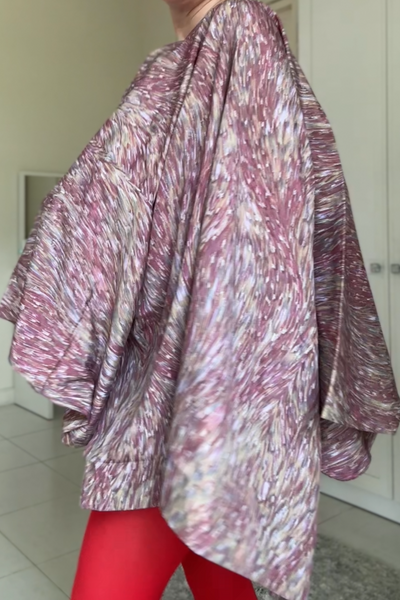 Silk Vintage Hahori Винтажное хаори из тонкого шелка лилового цвета "северное сияние"