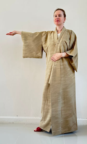 Silk Vintage Kimono Винтажное кимоно из шелка в цвете дикой горчицы