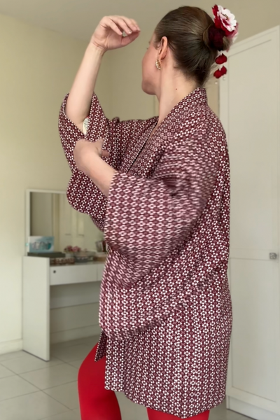Silk Vintage Hahori Винтажное хаори из шелка с цветочным орнаментом