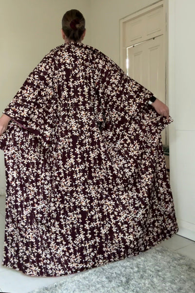 Silk Vintage Kimono (crepe de chine), Винтажное кимоно из шелка (крепдешин) с цветочным орнаментом