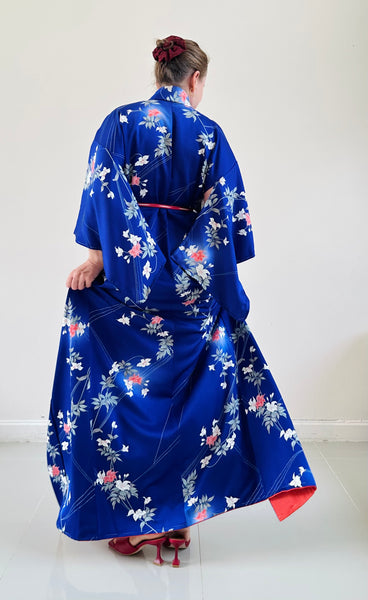 Silk Vintage Kimono (crepe de chine), Винтажное кимоно из шелка (крепдешин) "летняя ночь"