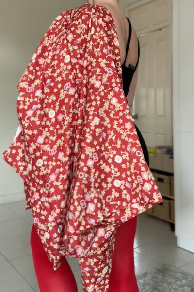 Silk Vintage Hahori Винтажное хаори из крепдышина с орнаментом в красном цвете