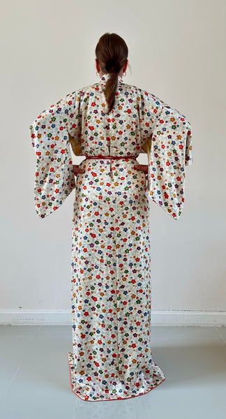 Silk Vintage Kimono (crepe de chine), Винтажное кимоно из шелка (крепдешин) "летние цветы"