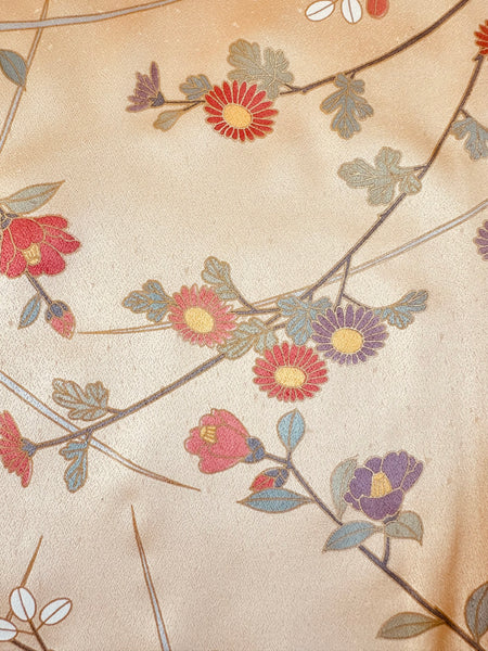 Silk Vintage Kimono (crepe de chine), Винтажное кимоно из шелка (крепдешин) в золотом цвете "Императрица"