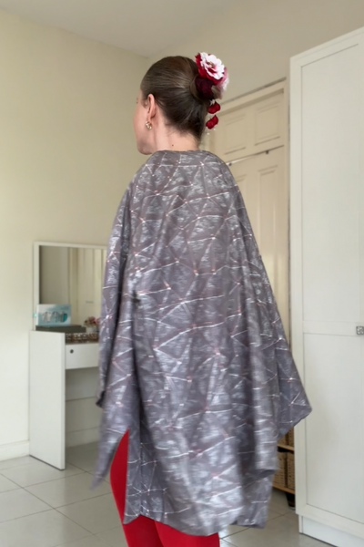 Silk Vintage Hahori Винтажное хаори из крепдышина в серо-лиловом цвете "созвездия"