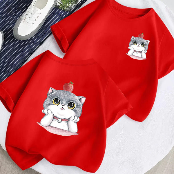 Fashion T-Shirt to Kids Pure Cotton Cartoon Anime Printed Funny Cat Детская футболка из чистого хлопка с мультяшным принтом "Забавные котики"